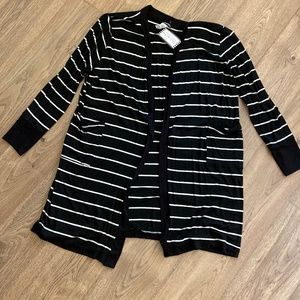 Black and white striped cardigan